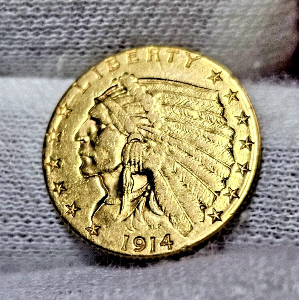 1914-D $2.5 Indian Head Gold Quarter Eagle | XF+ Scarce Semi-Key
