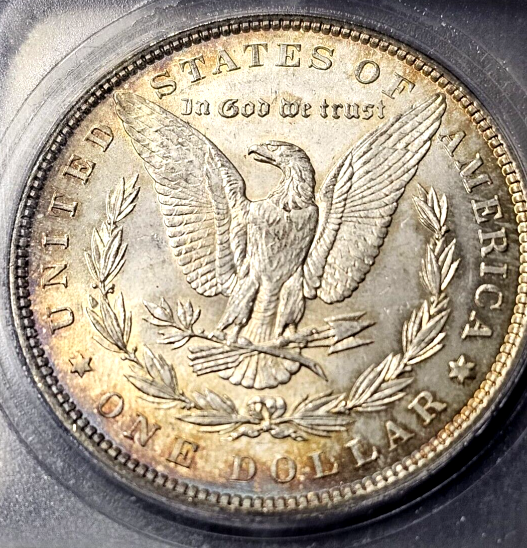 1896 Morgan Silver Dollar | ICG MS63 | Rainbow Toning | Errors | VAM