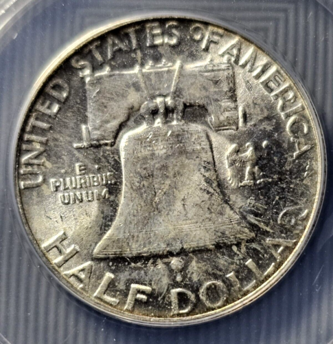 1954 Franklin Silver Half Dollar | MONSTER TONING | MS65 | Bugs Bunny Rev Die Error