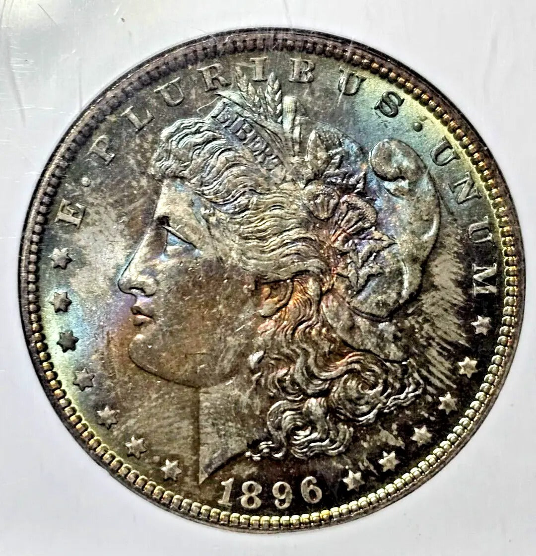 1896 Morgan Silver Dollar | NGC MS63 | Rainbow Color Toned