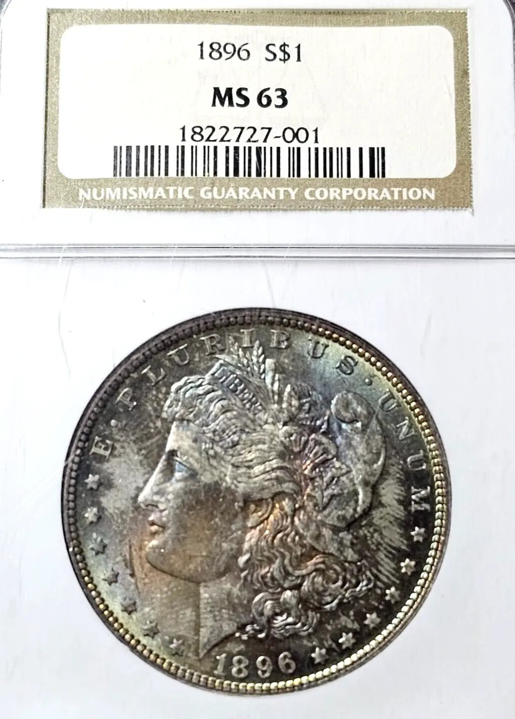 1896 Morgan Silver Dollar | NGC MS63 | Rainbow Color Toned