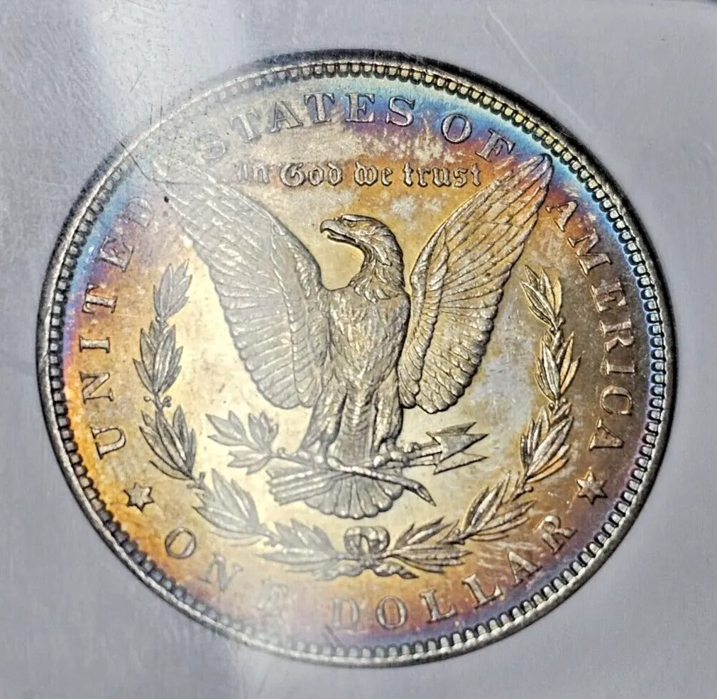 1896 Morgan Silver Dollar | NGC MS63 | Rainbow Color Toned