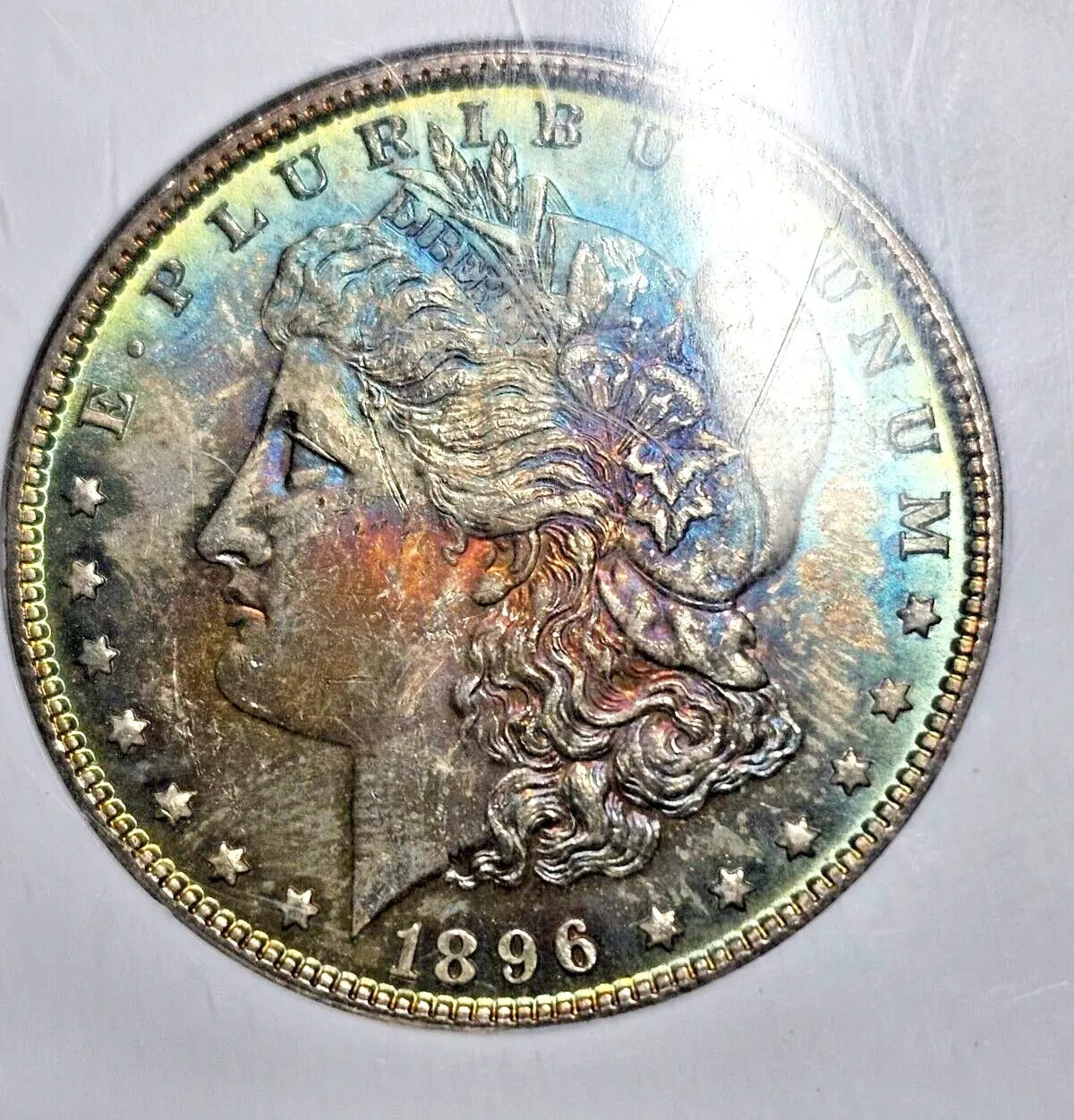 1896 Morgan Silver Dollar | NGC MS63 | Rainbow Color Toned