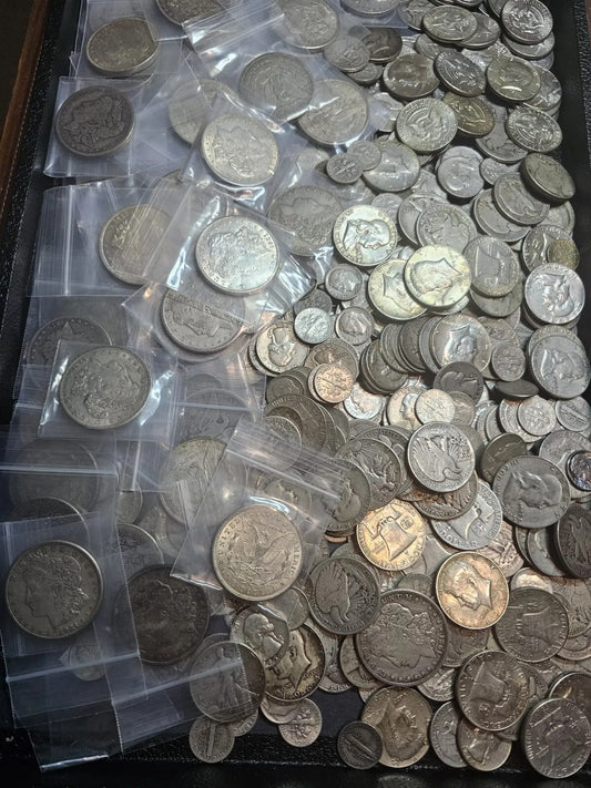90% Silver | $10 Face | 2 Dollars, 8 Half Dollars, 30 Dimes,  12 Quarters