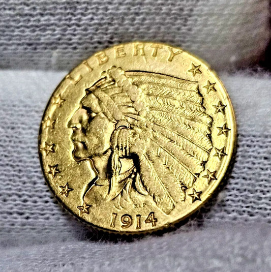 1914-D $2.5 Indian Head Gold Quarter Eagle | XF+ Scarce Semi-Key