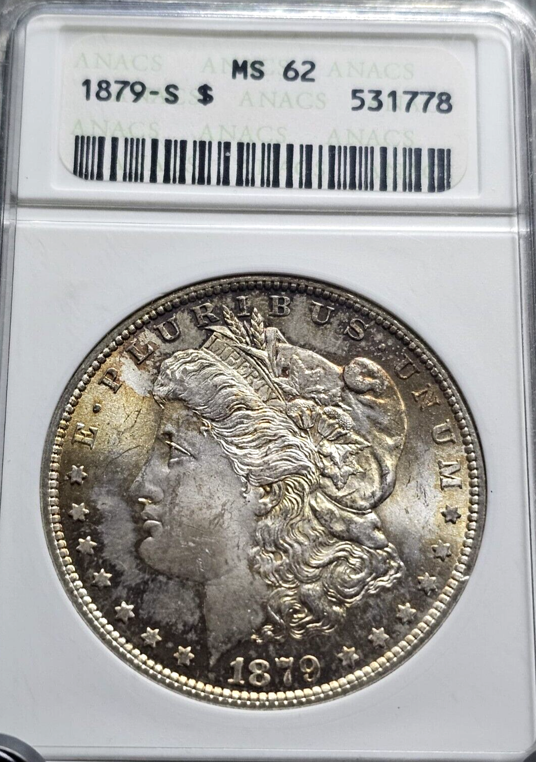 1879-S Morgan Silver Dollar | MS62 | Gold Luster Gold Toned Soap Box