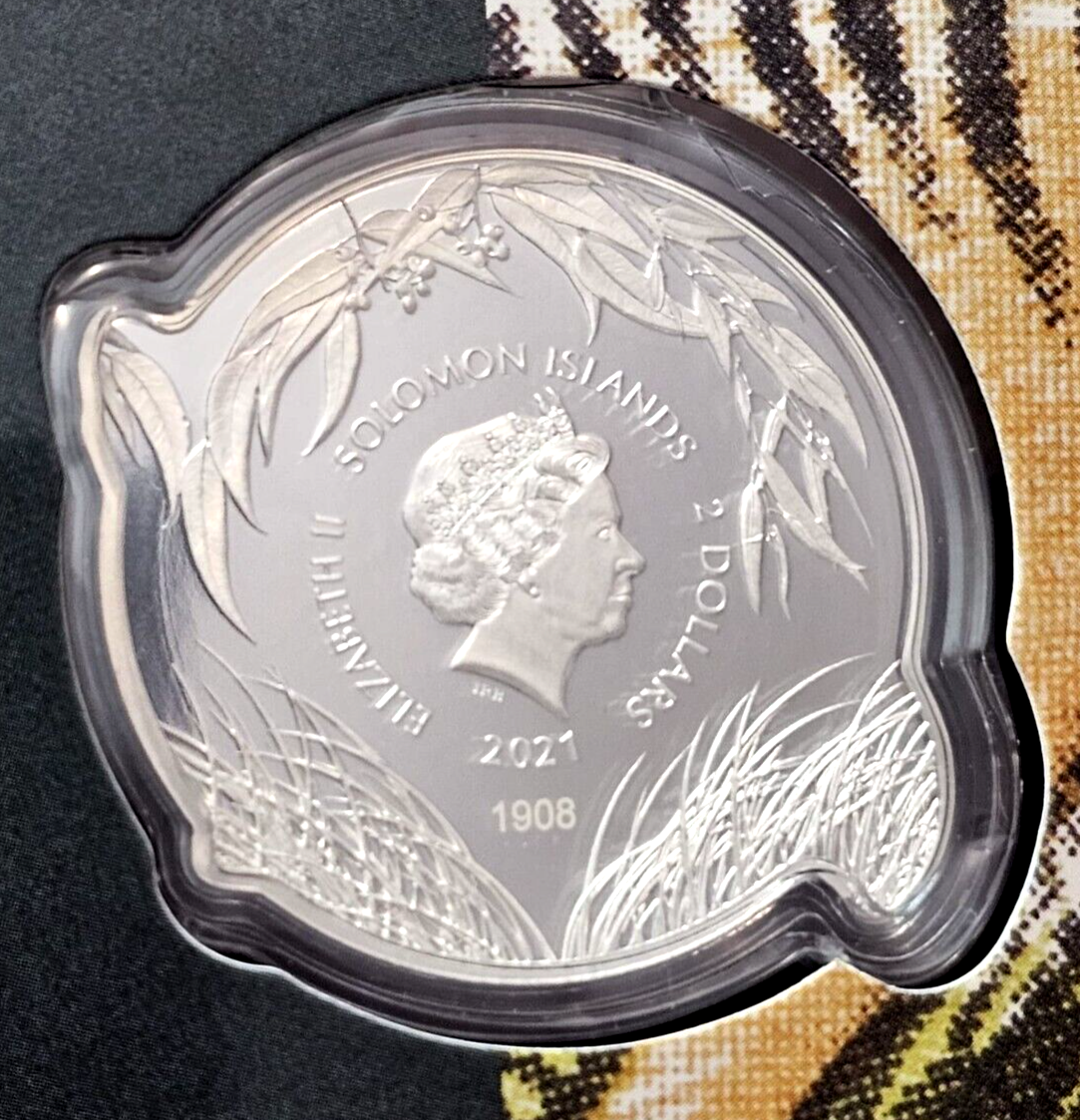 2021 Solomon Islands $2 Tasmanian Tiger 1oz Silver Coin | OGP | CoA