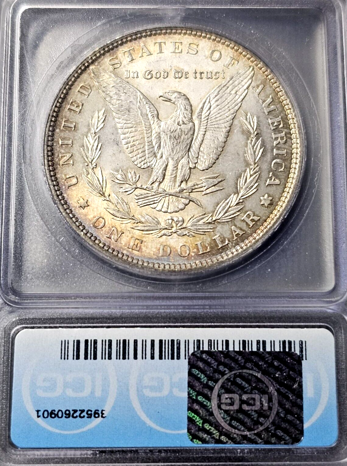 1896 Morgan Silver Dollar | ICG MS63 | Rainbow Toning | Errors | VAM