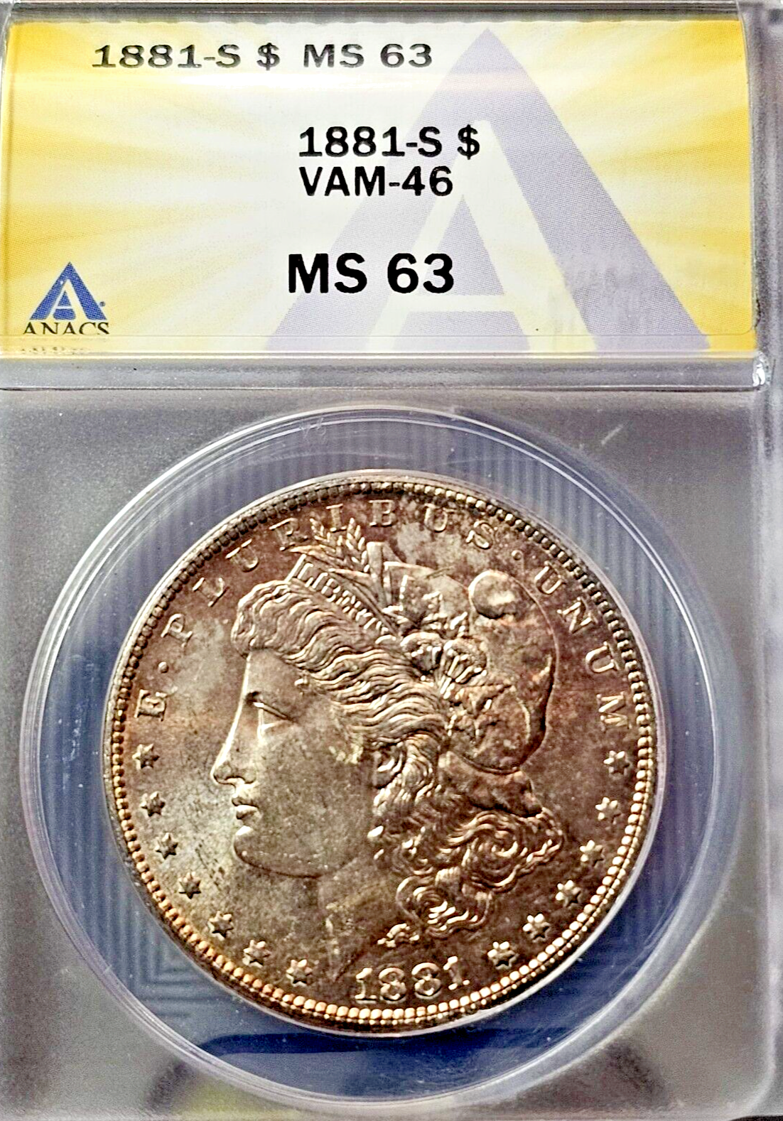 1881-S Morgan Silver Dollar | MS63 | VAM-46+ | Rainbow Toned