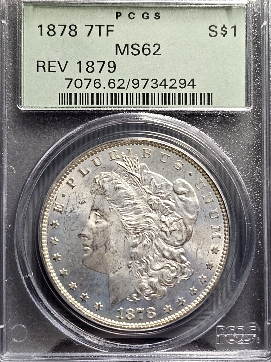 1878 Morgan Silver Dollar | 7/8TF | PCGS MS62 | OGH RARE