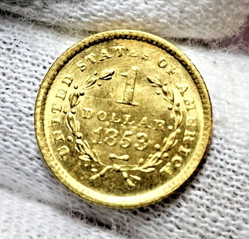 1853 Gold Liberty Head Dollar | AU+ Type 1