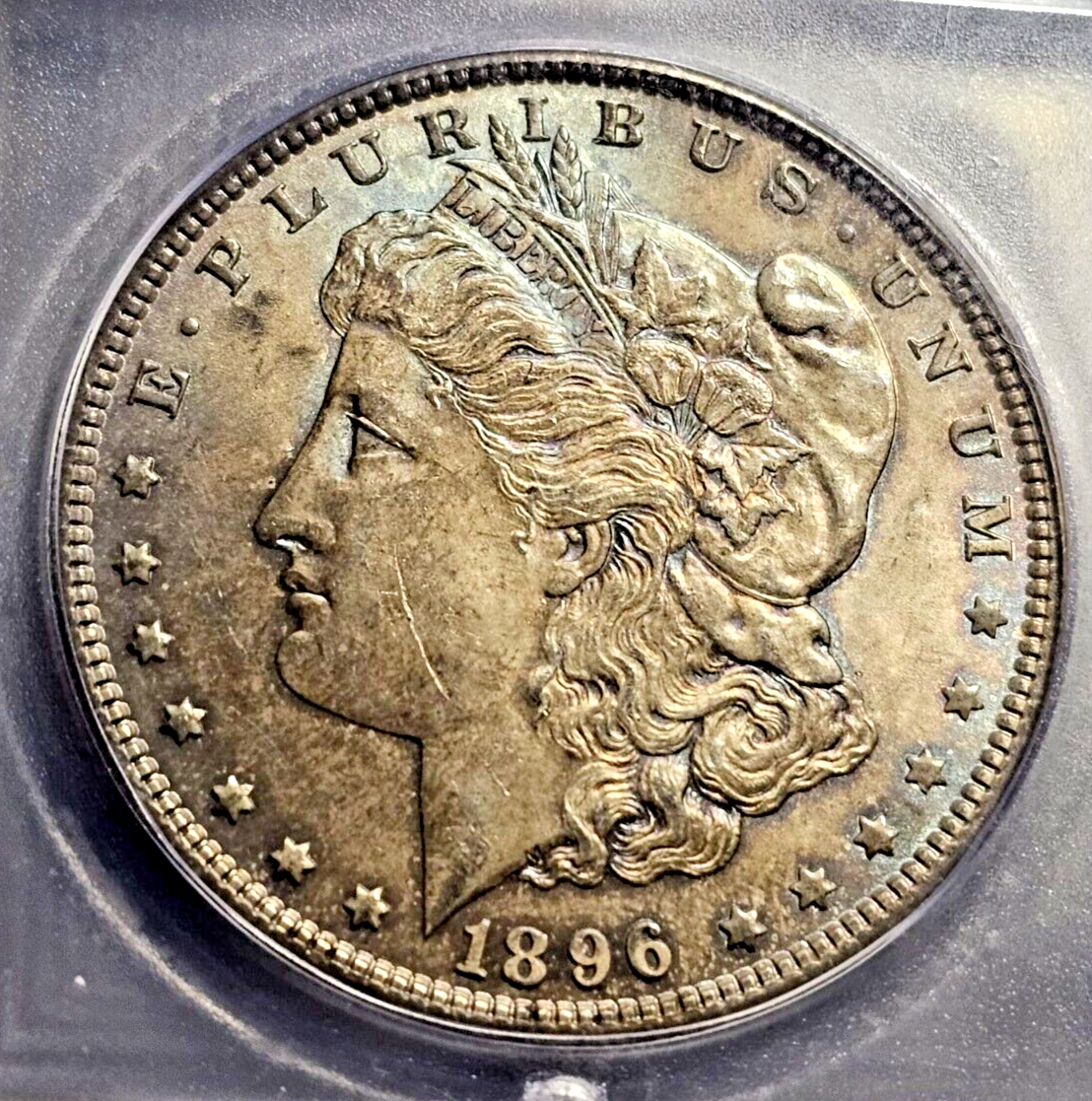 1896 Morgan Silver Dollar | ICG MS63 | Rainbow Toning | Errors | VAM