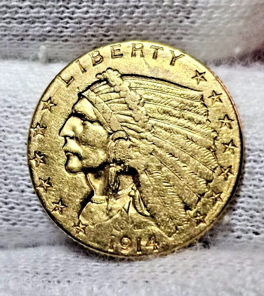 1914-D $2.5 Indian Head Gold Quarter Eagle | XF+ Scarce Semi-Key