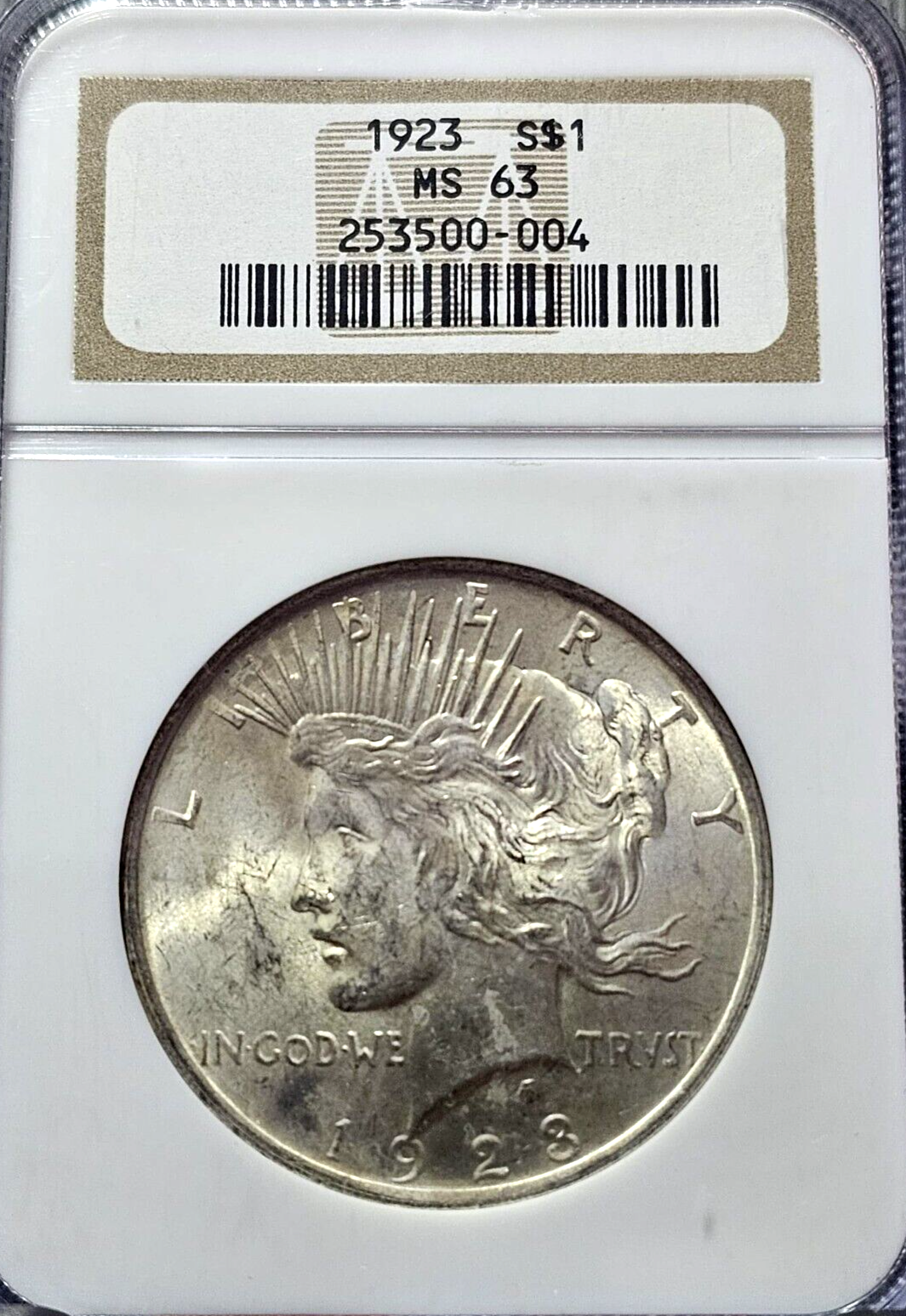 1923 Peace Silver Dollar | NGC MS63 | Toned Luster Nice | Classic Soap Box $1