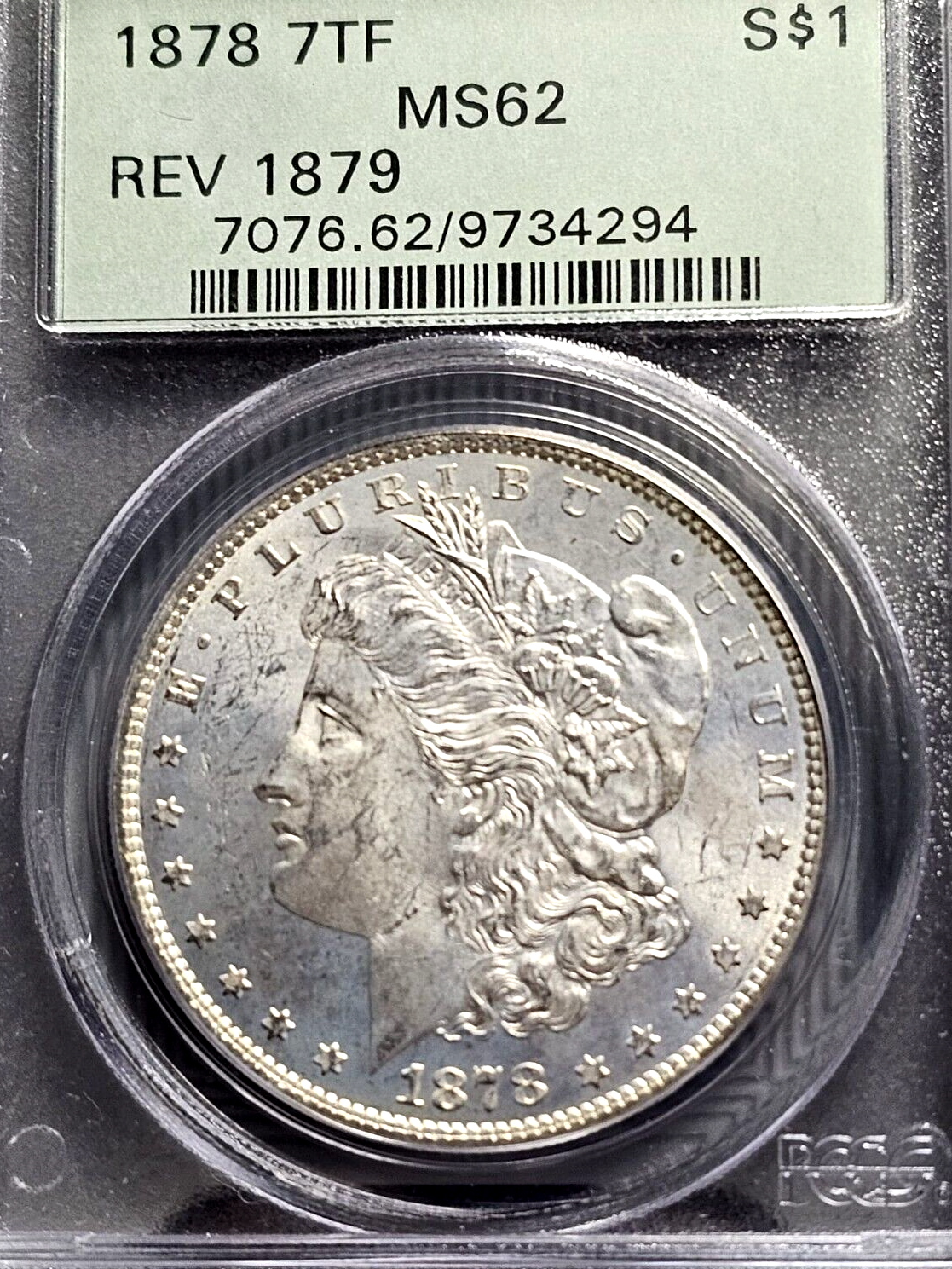 1878 Morgan Silver Dollar | 7/8TF | PCGS MS62 | OGH RARE