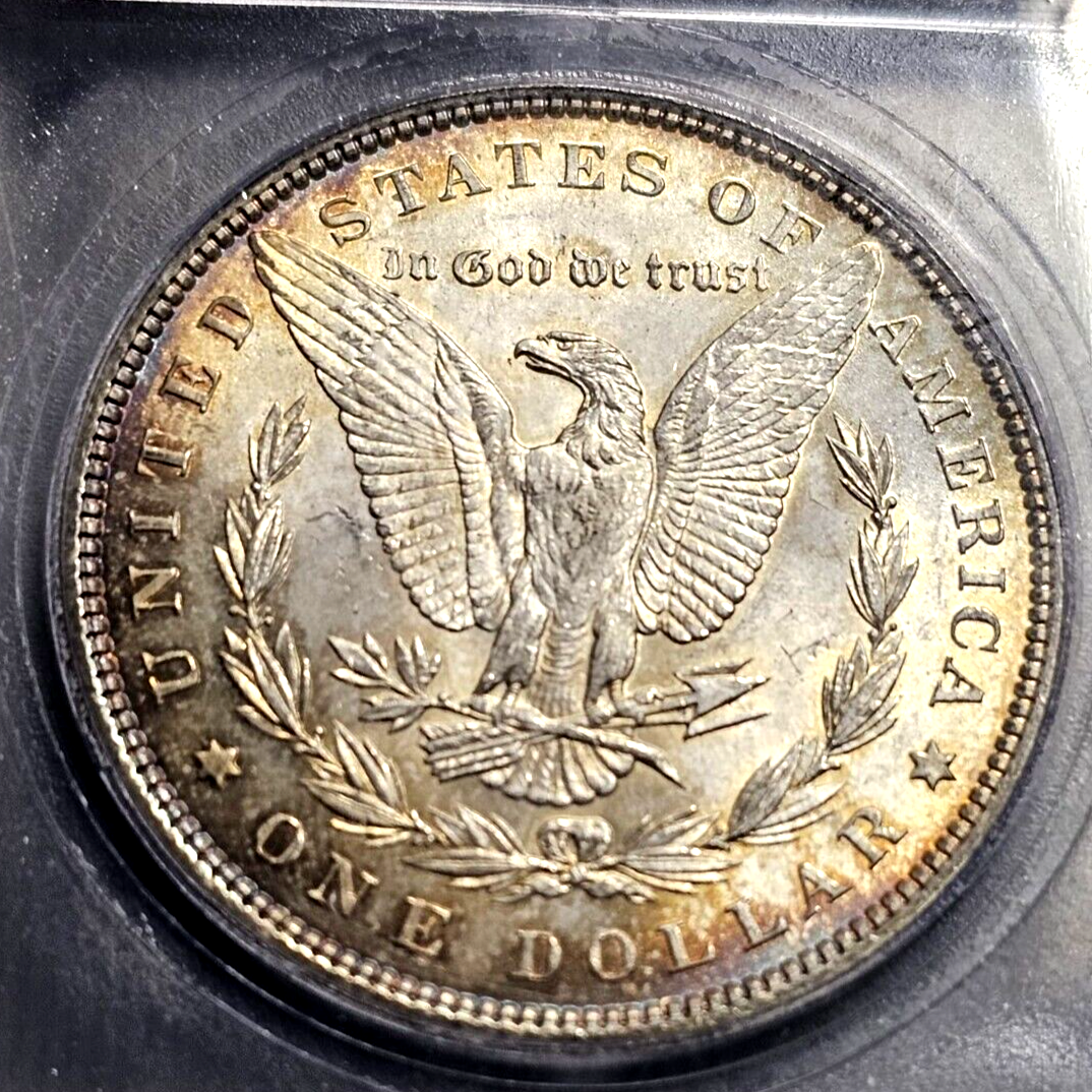 1896 Morgan Silver Dollar | ICG MS63 | Rainbow Toning | Errors | VAM