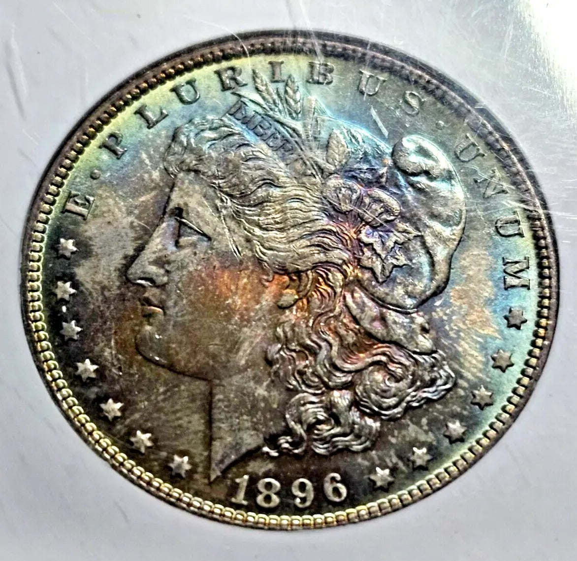 1896 Morgan Silver Dollar | NGC MS63 | Rainbow Color Toned