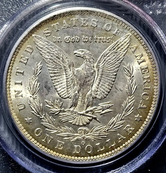 1885-O Morgan Silver Dollar | PCGS MS62 | Rainbow Toning