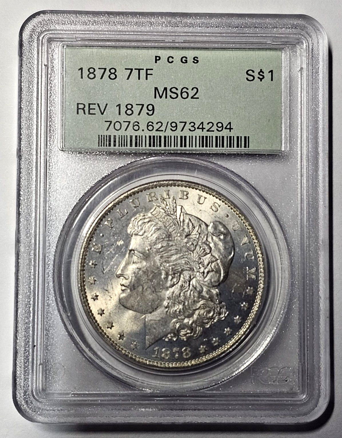 1878 Morgan Silver Dollar | 7/8TF | PCGS MS62 | OGH RARE